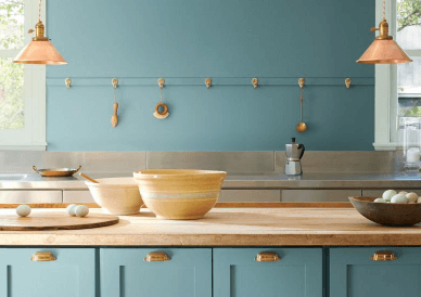 Teal kitchen cabinets