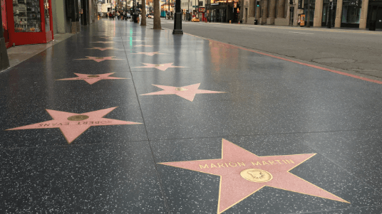 Which fictional character does not have a star on the Hollywood walk of fame?