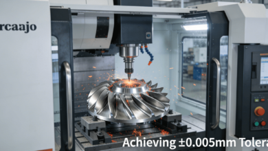 Comparative close-up view showing the machining challenges of aerospace materials: Titanium with thermal imaging highlights heat concentration, and Inconel 718 with a worn cutting tool next to a pristine one